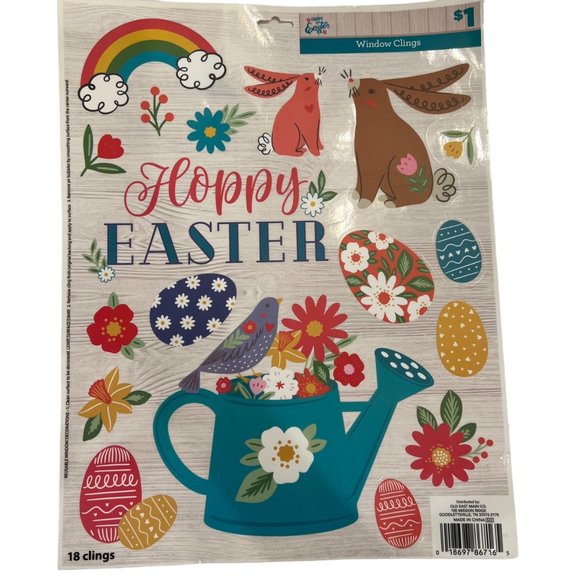 Old East Main Co. Happy Easter Large Window Clings Sticker Packs Bunny Rabbit Eg - Picture 3 of 16